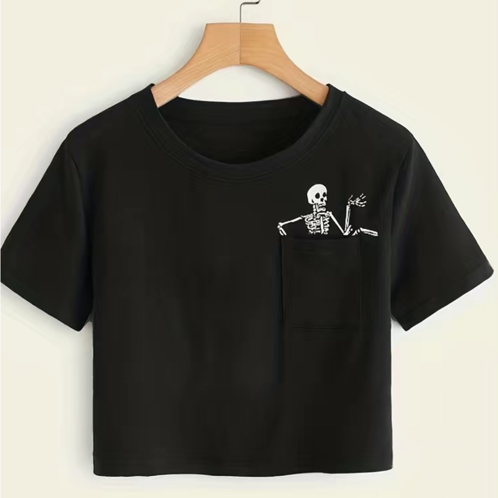 Skeleton pocket crop top